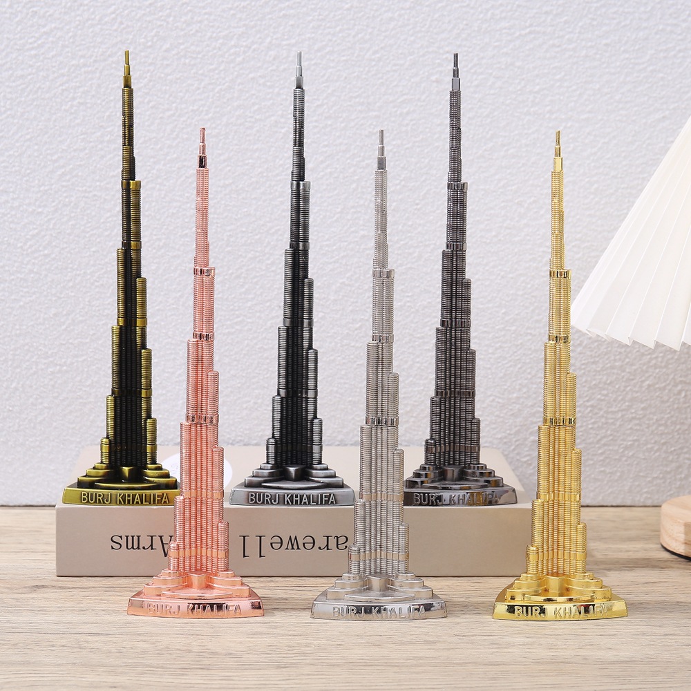 Home Office Dubai - เครื่องประดับดูไบ บูร์จ คาลิฟา, แบบจำลองอาคารแลนด์มาร์คระดับโลก, งานฝีมือโลหะ, เครื่องประดับตกแต่งบ้านและสำนักงาน