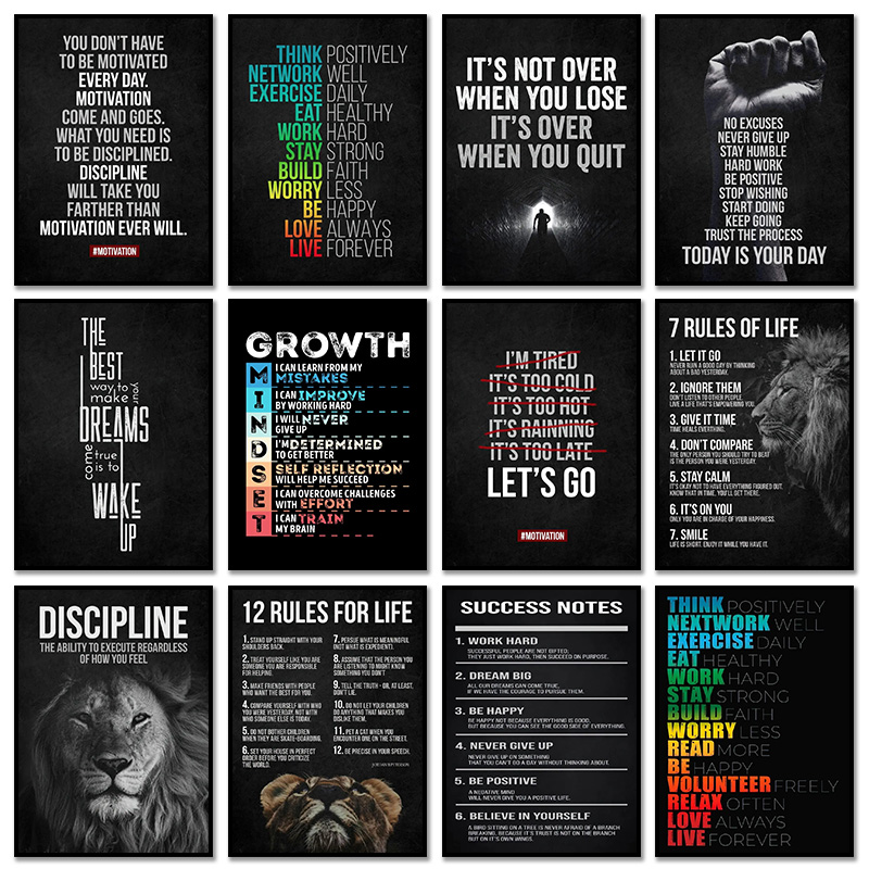 Home Office Quotes - โปสเตอร์คำคมสร้างแรงบันดาลใจแบบไร้กรอบ 1 ชิ้น ภาพวาดบนผ้าใบและงานพิมพ์ลายสิงโต แสดงความหมายว่า ความคิดเป็นทุกสิ่ง