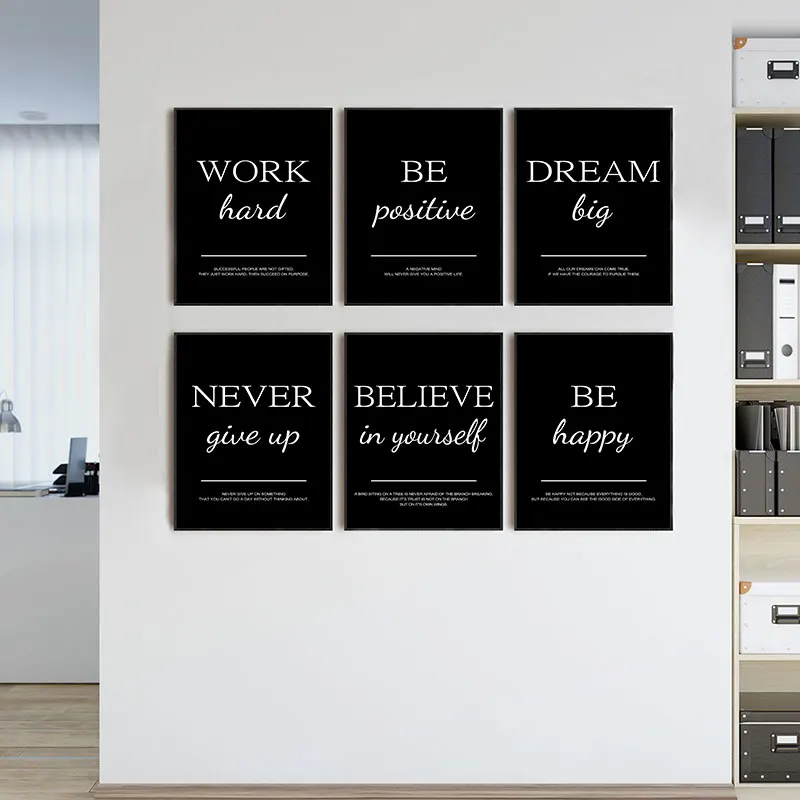 Home Office Quotes - ภาพพิมพ์ศิลปะเพชรคำคมสร้างแรงบันดาลใจสไตล์โมเดิร์นเรียบง่าย โปสเตอร์ตกแต่งผนังสไตล์นอร์ดิกสำหรับห้องนั่งเล่น สำนักงาน ตกแต่งบ้าน