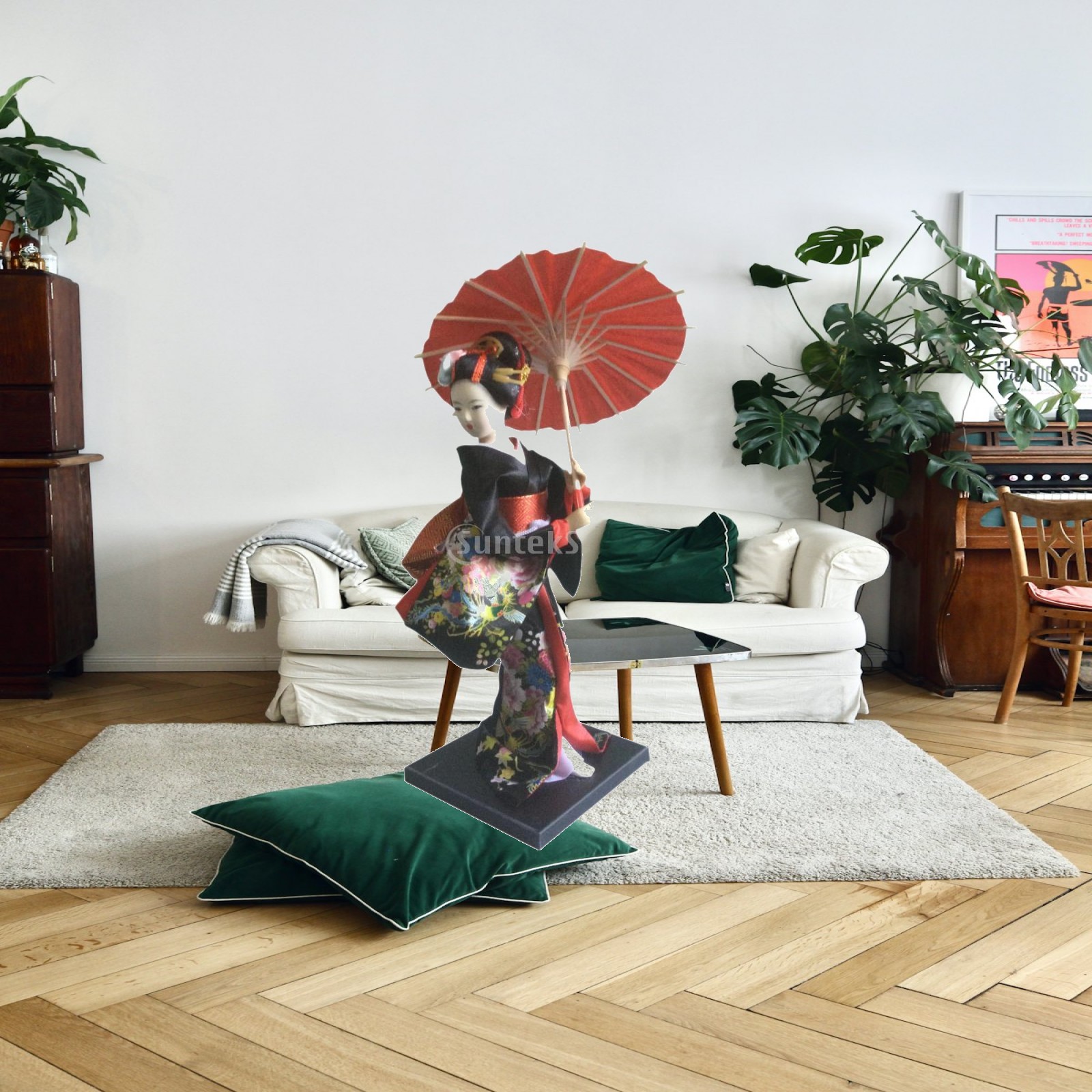 Home Office Japandi - รูปปั้นเกอิชาญี่ปุ่น ของตกแต่งเรซิ่นขนาดเล็ก สำหรับตกแต่งบ้าน สำนักงาน โต๊ะทำงาน สไตล์ญี่ปุ่น