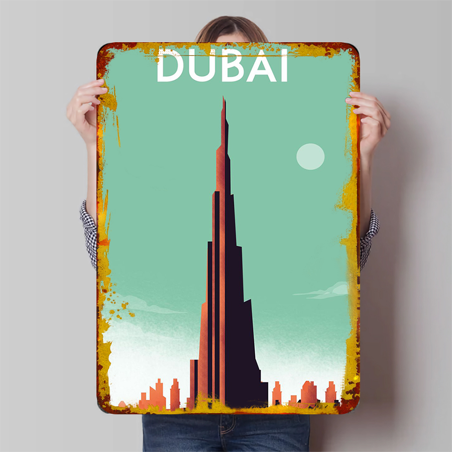Home Office Dubai - ดูไบSkyline Metal Wall Art Burj Khalifaภูมิทัศน์Decor
