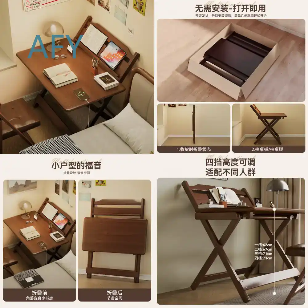 Home Office Ikea - โต๊ะพับได้สำหรับพื้นที่ขนาดเล็ก โต๊ะข้างเตียงไม้สำหรับห้องนอน โฮมออฟฟิศ โต๊ะแล็ปท็อปขนาดกะทัดรัดสำหรับอพาร์ทเมนต์ขนาดเล็ก สำหรับ IKEA