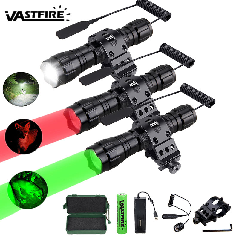 Zoom Lighting Kit - 501B ไฟฉายล่าสัตว์แบบมืออาชีพ4สีชุดไฟฉาย395nm UV สีเขียวแดงขาวไฟฉายยุทธวิธี1โหมดใช้แบตเตอรี่18650