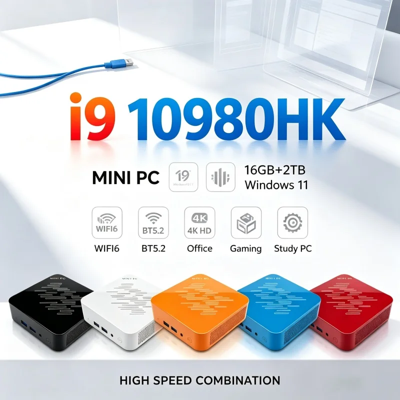 Home Office Windows 11 - มินิพีซีขนาดกะทัดรัดน้ำหนักเบา Intel I9-10980HK คอมพิวเตอร์ตั้งโต๊ะ Windows 11