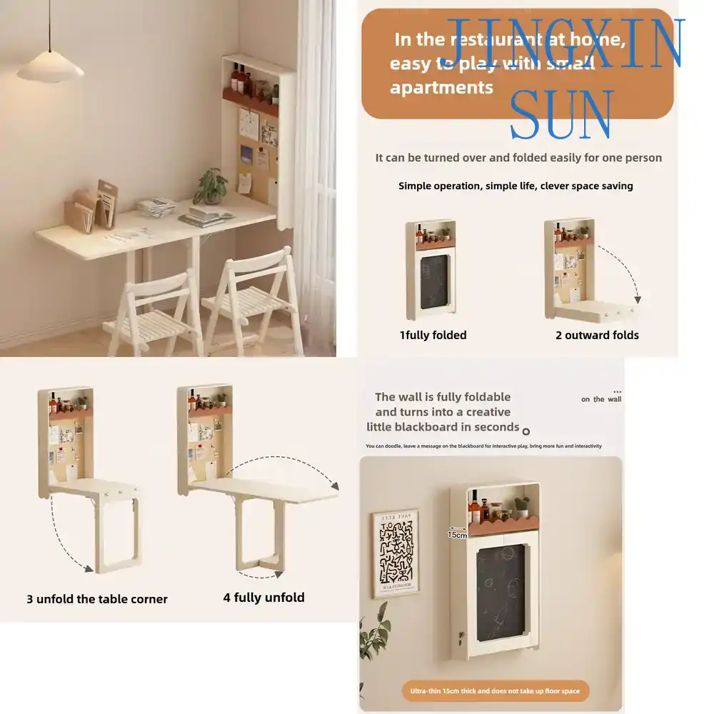 Home Office Ikea - โต๊ะพับติดผนังแบบทันสมัย พร้อมที่เก็บของแบบซ่อน ปรับได้อเนกประสงค์ ทำจากไม้ ใช้สำหรับรับประทานอาหาร โฮมออฟฟิศ