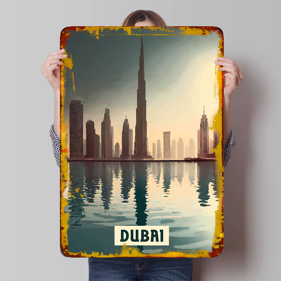 Home Office Dubai - ดูไบ Skyline at Sunset Metal Wall