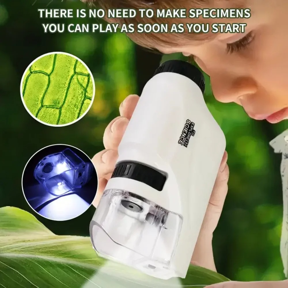 Zoom Lighting Kit - ชุดกล้องจุลทรรศน์พกพาขนาดเล็กแบบมือถือ ขยายได้ 60-120 เท่า พร้อมไฟ LED
