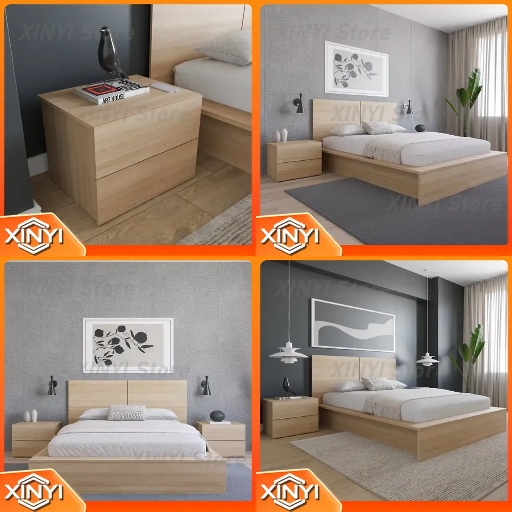 Home Office Ikea - โต๊ะข้างเตียงดีไซน์เรียบง่ายพร้อมลิ้นชักคู่ สำหรับใช้ในบ้าน สำนักงาน ห้องนอน ห้องนั่งเล่น เฟอร์นิเจอร์จัดเก็บของ