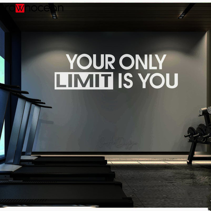 Home Office Quotes - ของคุณเท่านั้นจำกัดคุณ-รูปลอกติดผนังสติกเกอร์ Gym การออกแบบผนังตกแต่งสำนักงานออกกำลังกายแรงจูงใจ Home Gym Quote