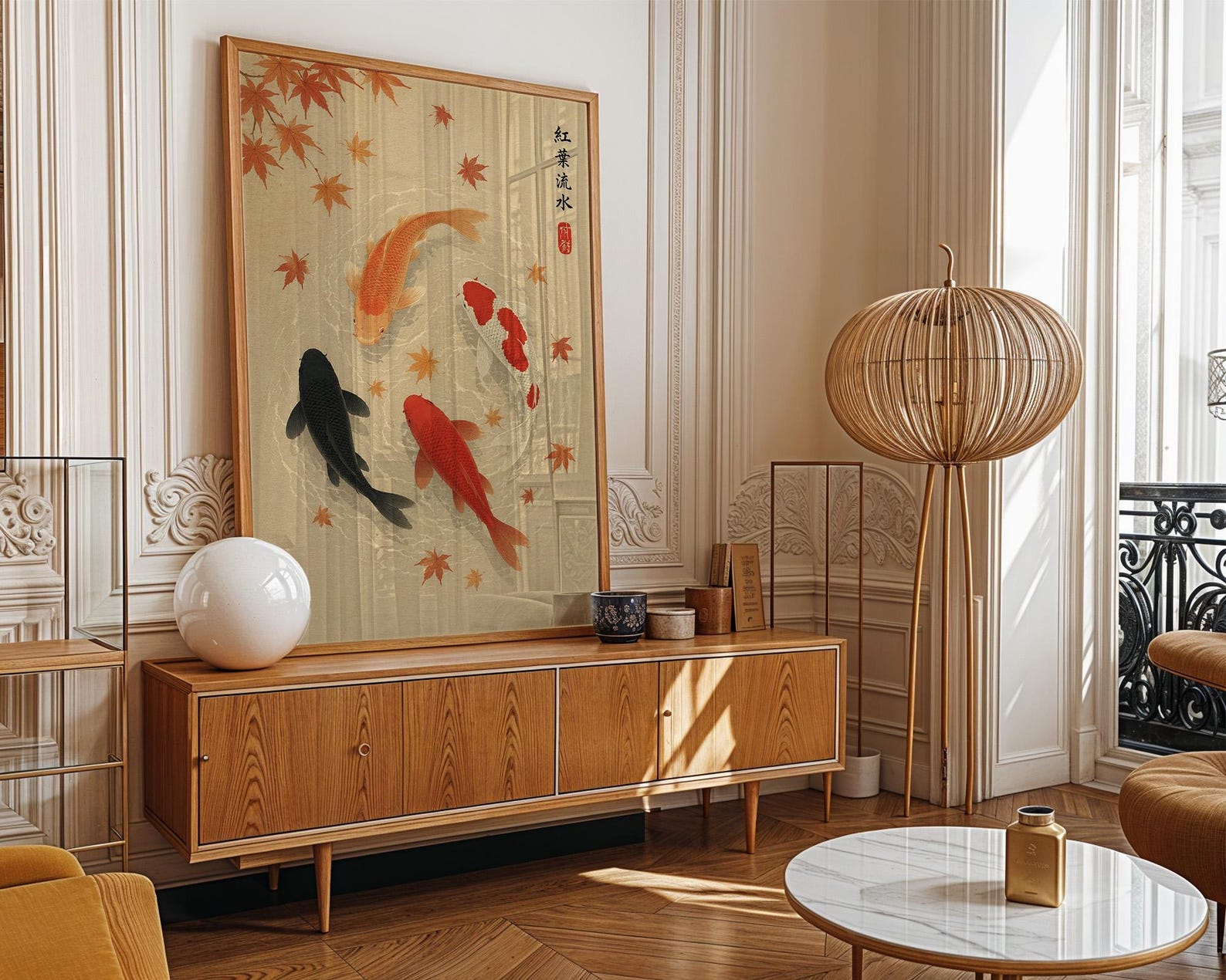 ปลาคาร์ฟญี่ปุ่นในฤดูใบไม้ร่วง  - Home Office Japandi บทวิจารณ์และราคา
