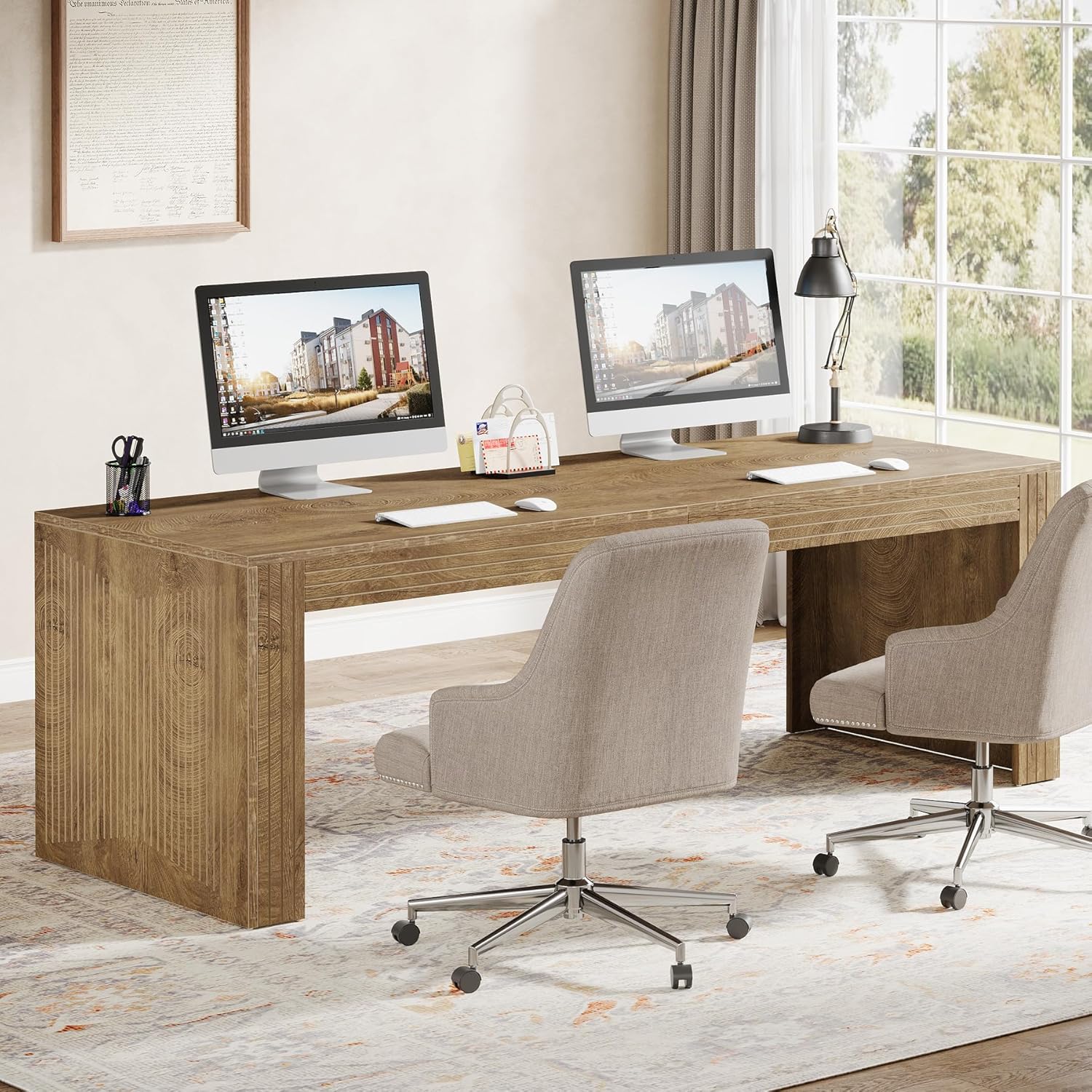 # โต๊ะคอมพิวเตอร์คู่ขนาดยาวพิเ - Home Office With Two Desks บทวิจารณ์และราคา
