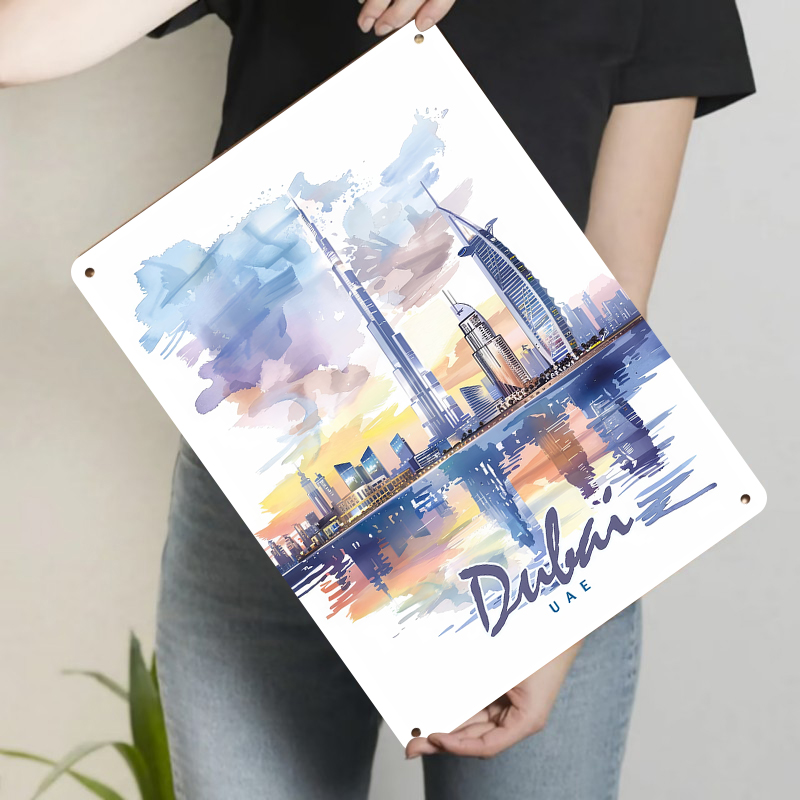ภาพวาดสีน้ำสกายไลน์ดูไบ งานศิล - Home Office Dubai บทวิจารณ์และราคา