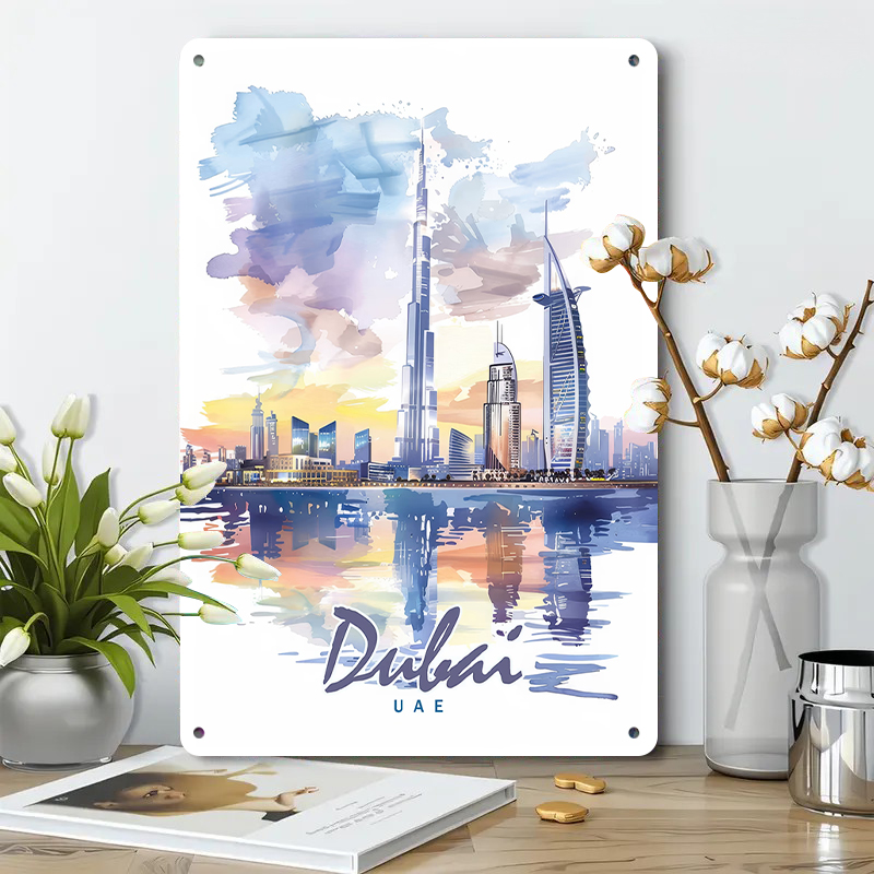 ภาพวาดสีน้ำสกายไลน์ดูไบ งานศิล - Home Office Dubai บทวิจารณ์และราคา
