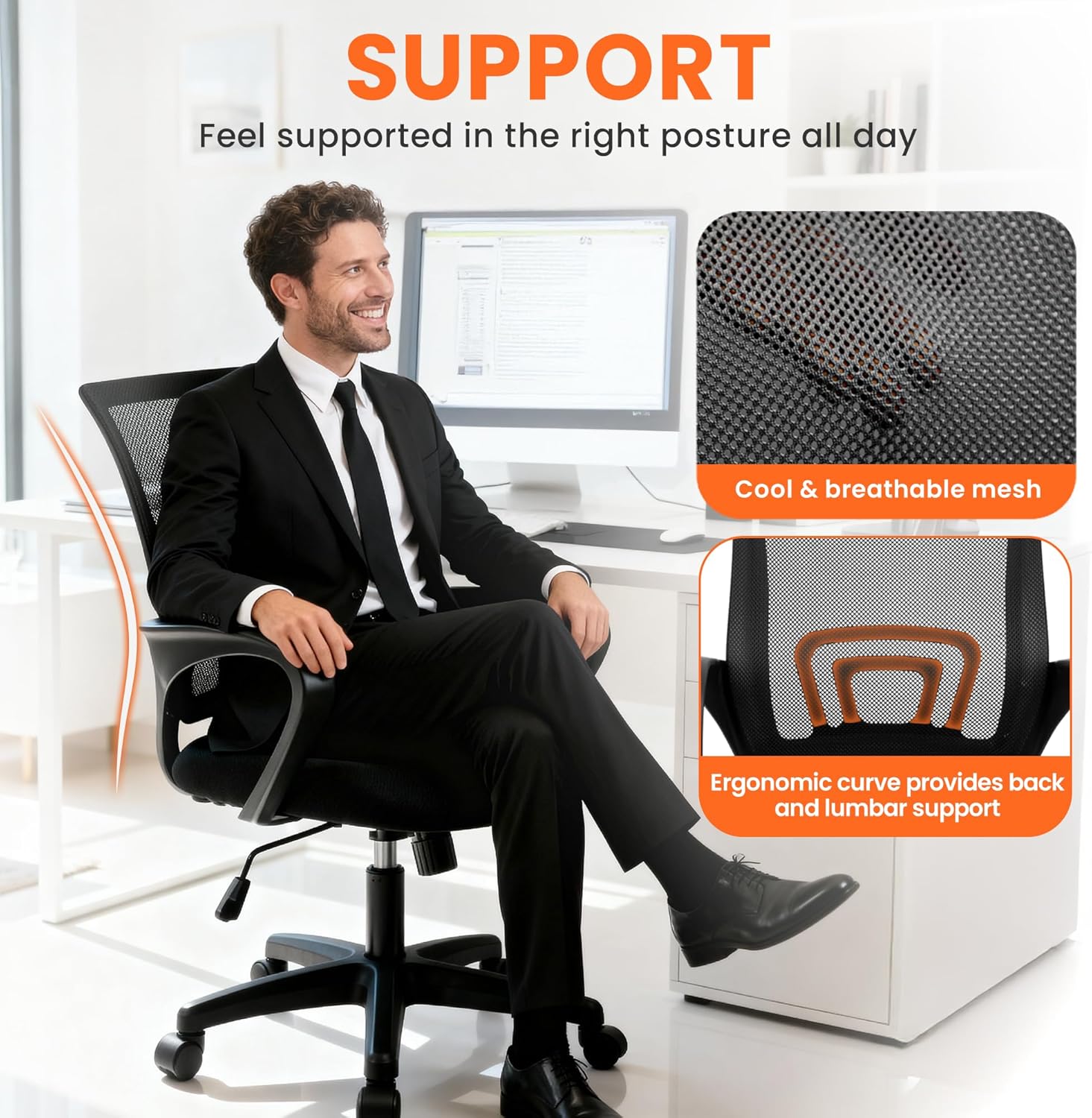 เก้าอี้สำนักงานตาข่ายตามหลักสร - Ergonomic Office Chair บทวิจารณ์และราคา