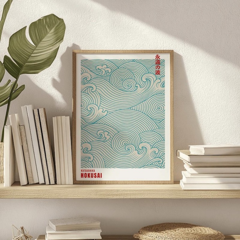 โปสเตอร์ผ้าใบลายไม้แบบญี่ปุ่นแ - Home Office Japandi บทวิจารณ์และราคา