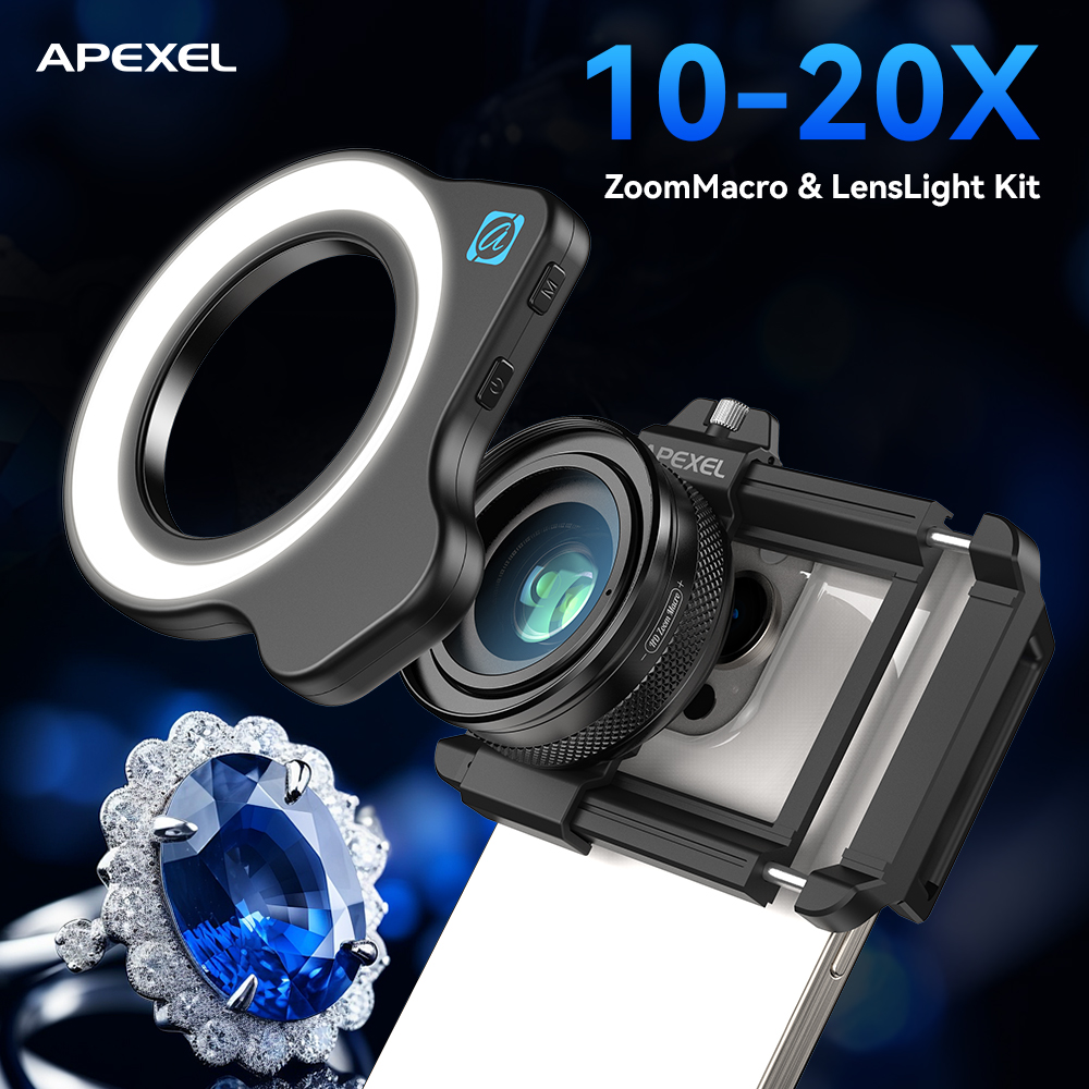 APEXEL 10-20X ชุดเลนส์โทรศัพท์ - Zoom Lighting Kit บทวิจารณ์และราคา