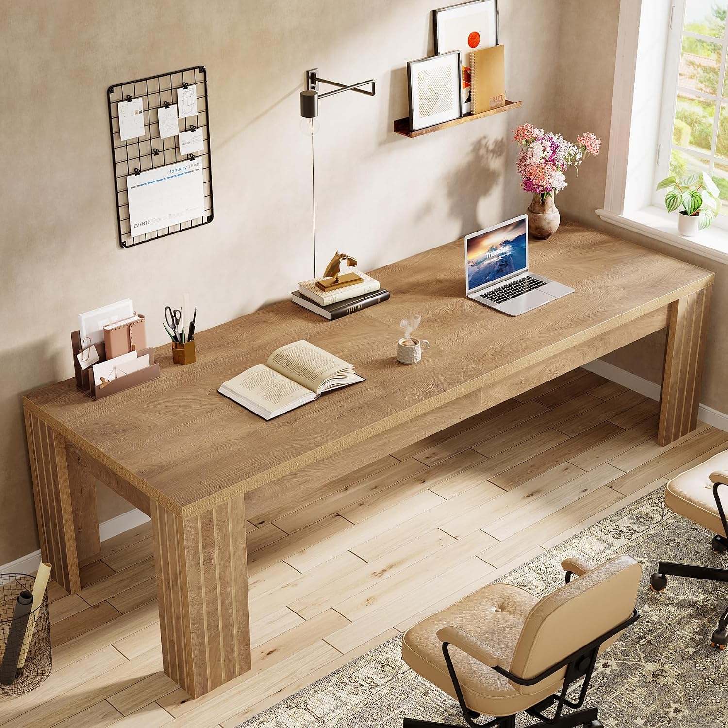 โต๊ะคอมพิวเตอร์ยาวพิเศษ 78.7 น - Home Office With Two Desks บทวิจารณ์และราคา