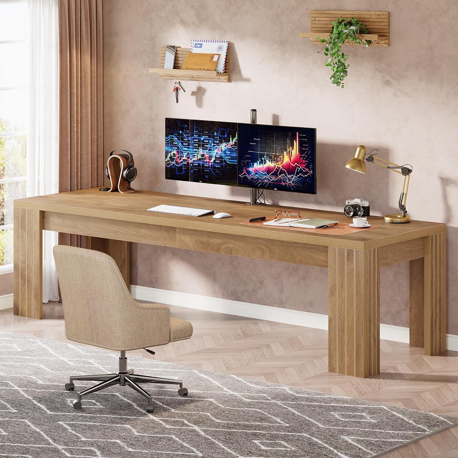 โต๊ะคอมพิวเตอร์ยาวพิเศษ 78.7 น - Home Office With Two Desks บทวิจารณ์และราคา