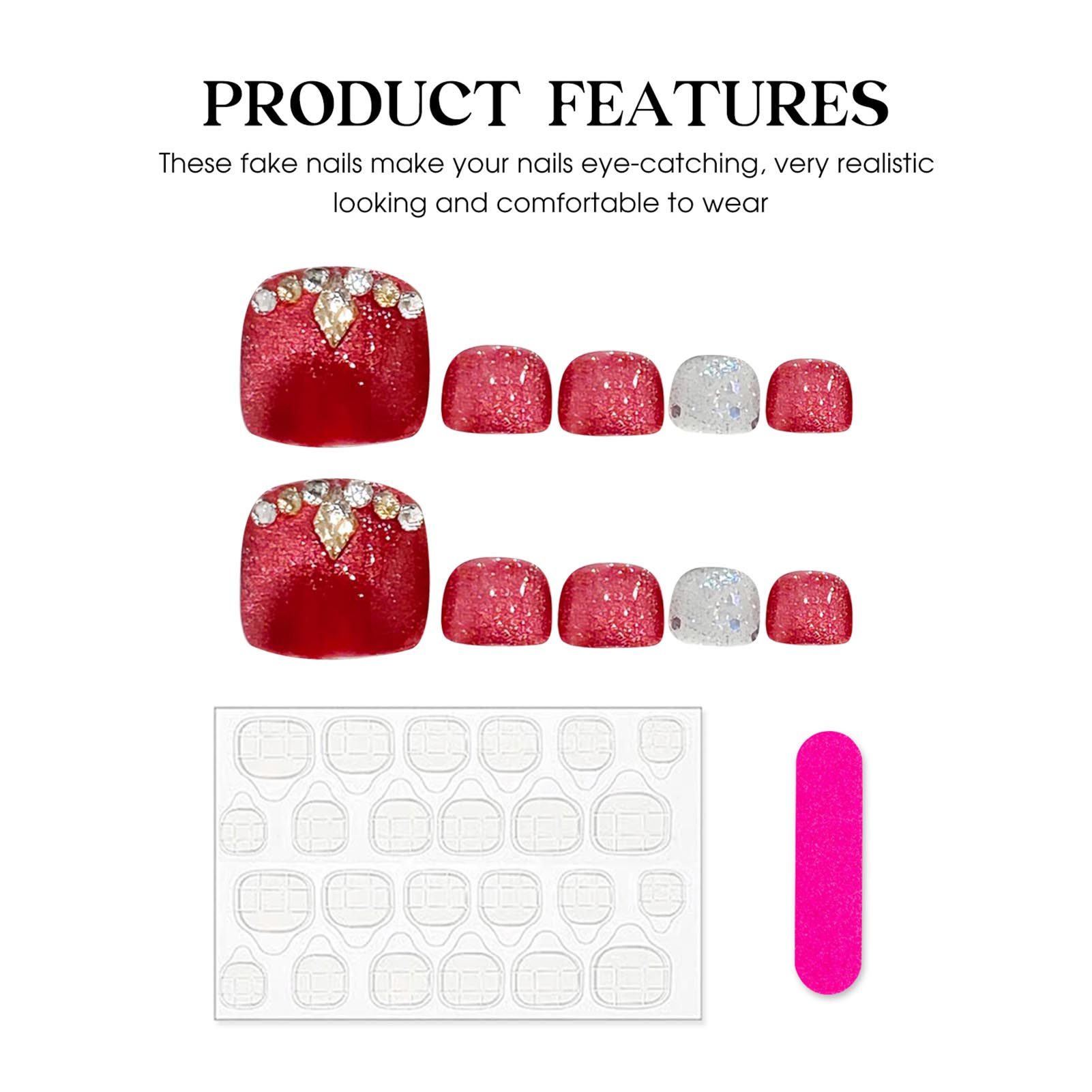 เล็บเท้าปลอมแบบกดบนเล็บเท้าทรง - Home Office Head บทวิจารณ์และราคา